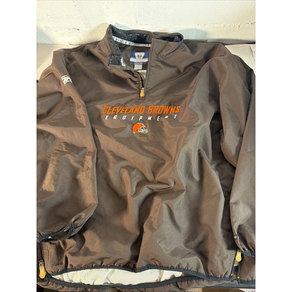 Cleveland Browns Reebok 1/4 Zip Brown PulloverJacket, Size XXL TTG